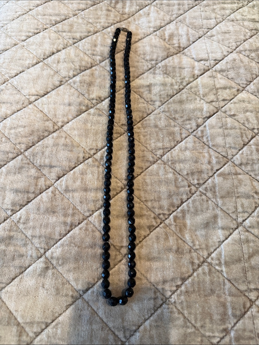 Faceted Black Bead Necklace for Women - Sleek Everyday Accessory